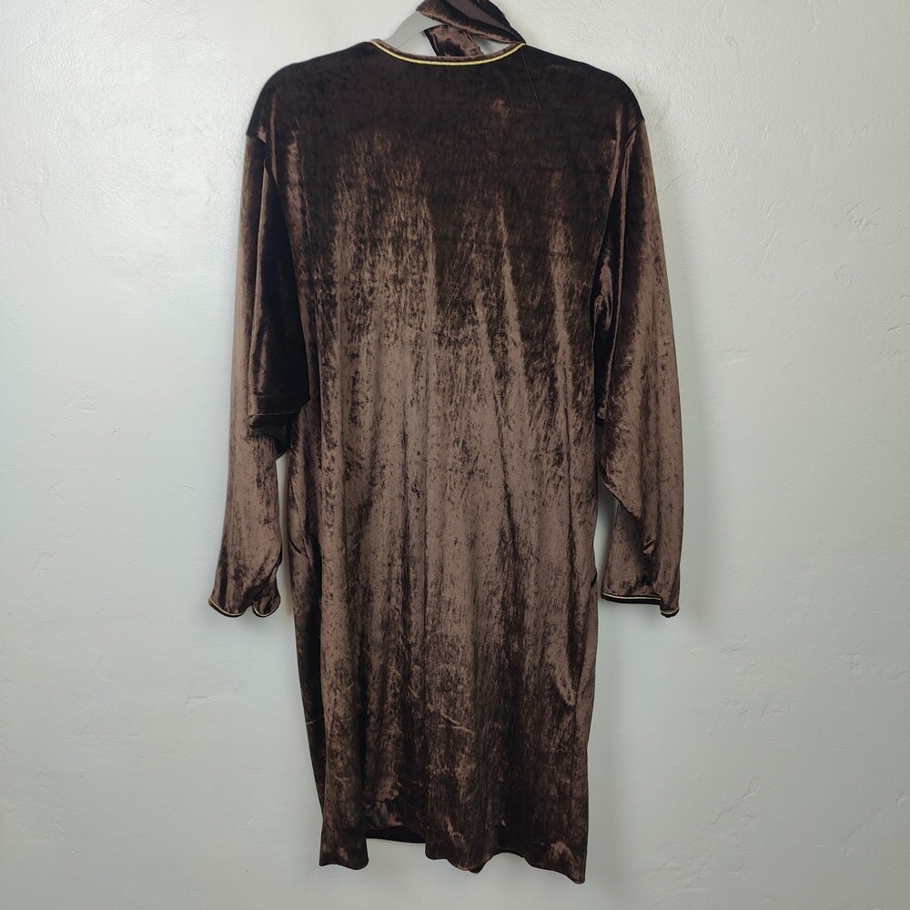 Vintage 70s Oscar de la Renta Womens Dress Large Brown Velvet Embroidered Caftan - Picture 5 of 7